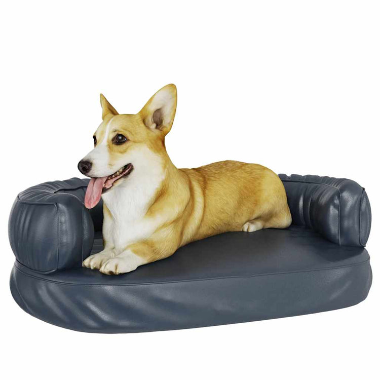 Vidaxl Hundkorb Ergonomischer Schaum 60x42 cm künstliches Leder dunkelblau