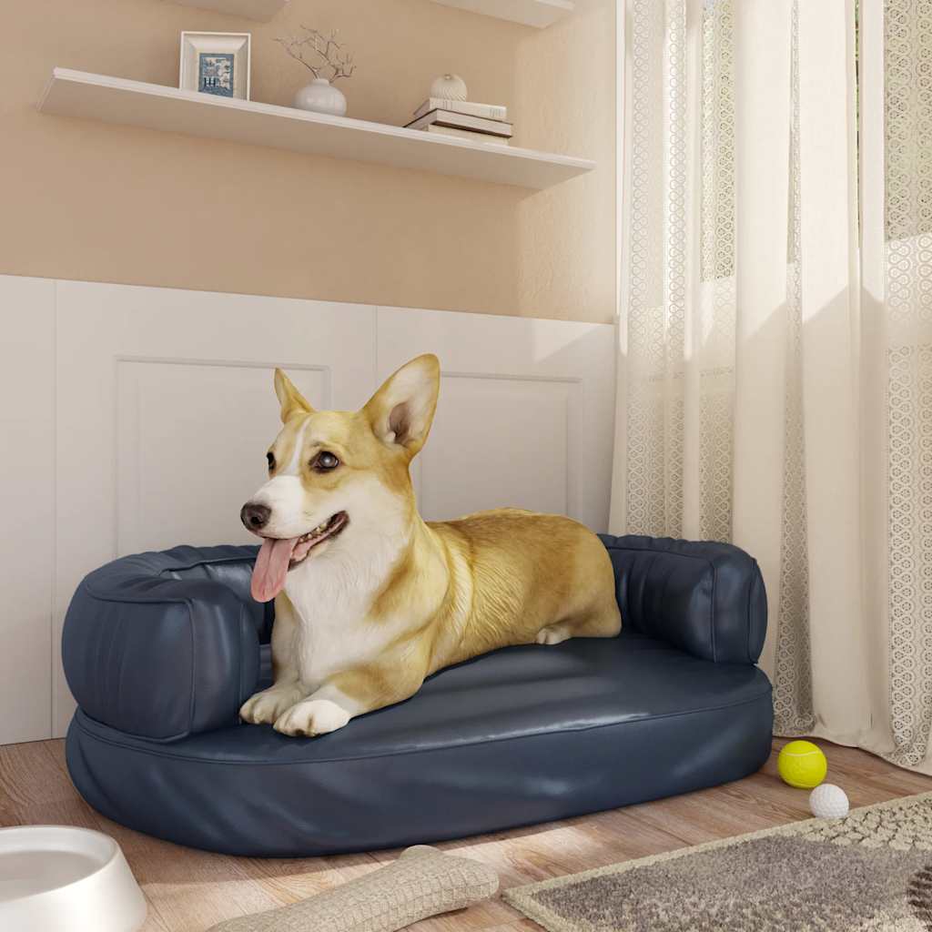 Vidaxl Hundkorb Ergonomischer Schaum 60x42 cm künstliches Leder dunkelblau