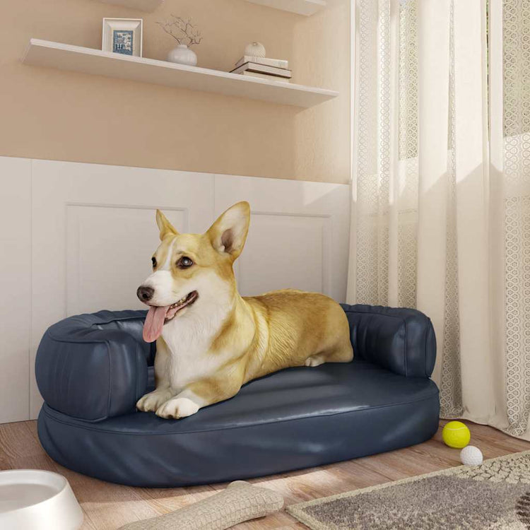 Vidaxl Hundkorb Ergonomischer Schaum 60x42 cm künstliches Leder dunkelblau