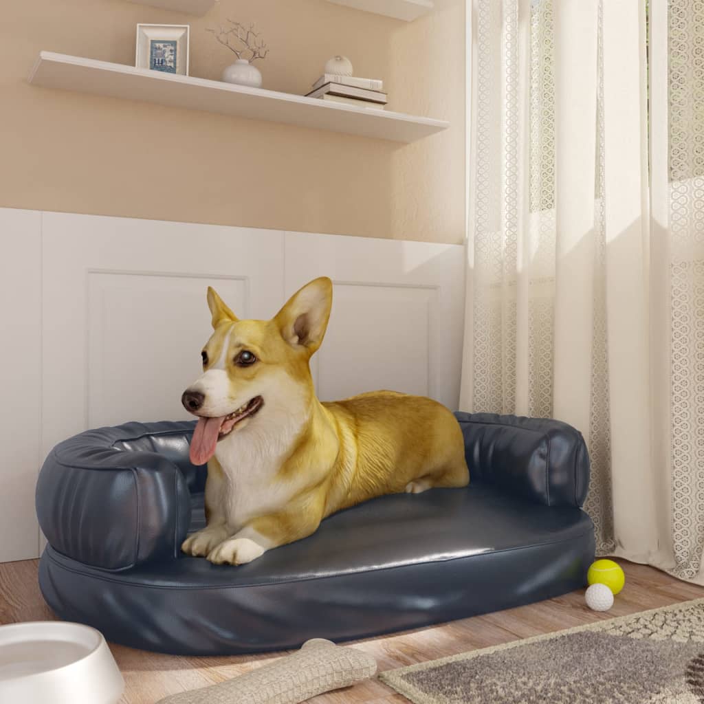 Vidaxl Hundekorb Ergonomischer Schaum 75x53 cm künstliches Leder dunkelblau