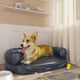 Vidaxl Hundekorb Ergonomischer Schaum 75x53 cm künstliches Leder dunkelblau