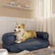 Vidaxl Hundkorb Ergonomischer Schaum 88x65 cm künstliches Leder dunkelblau