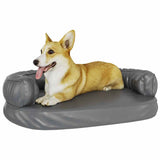 Vidaxl Hundkorb mit ergonomischem Schaum 75x53 cm künstliches Ledergrau grau - afbeelding 3