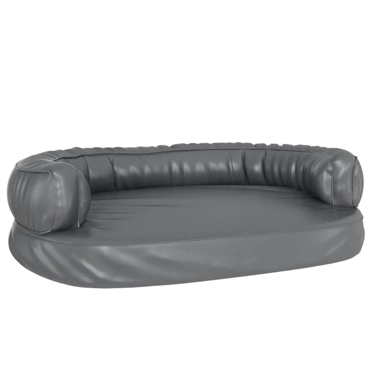Vidaxl Hundekorb mit ergonomischem Schaum 88x65 cm künstliches Ledergrau grau