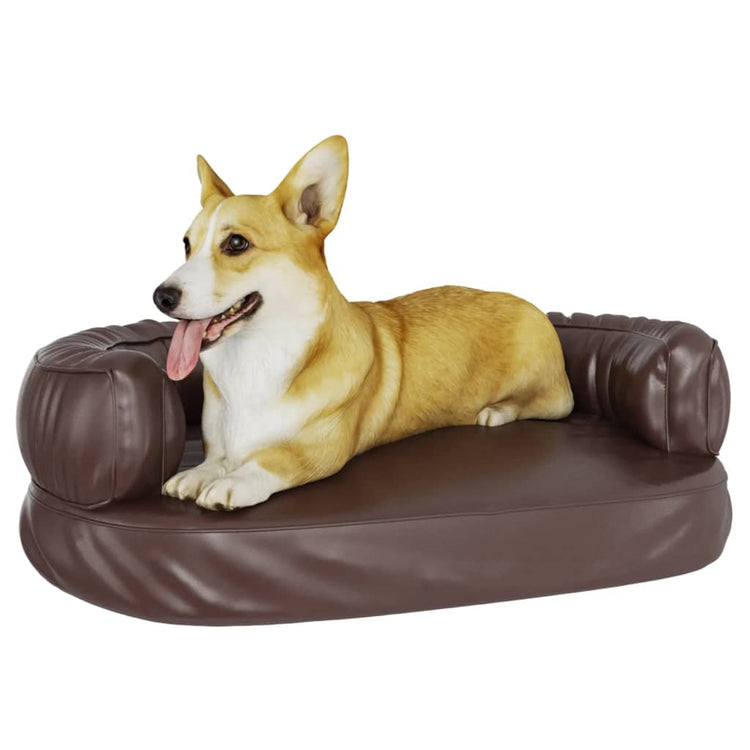 Vidaxl Hundekorb mit ergonomischem Schaum 60x42 cm künstliches Lederbraun