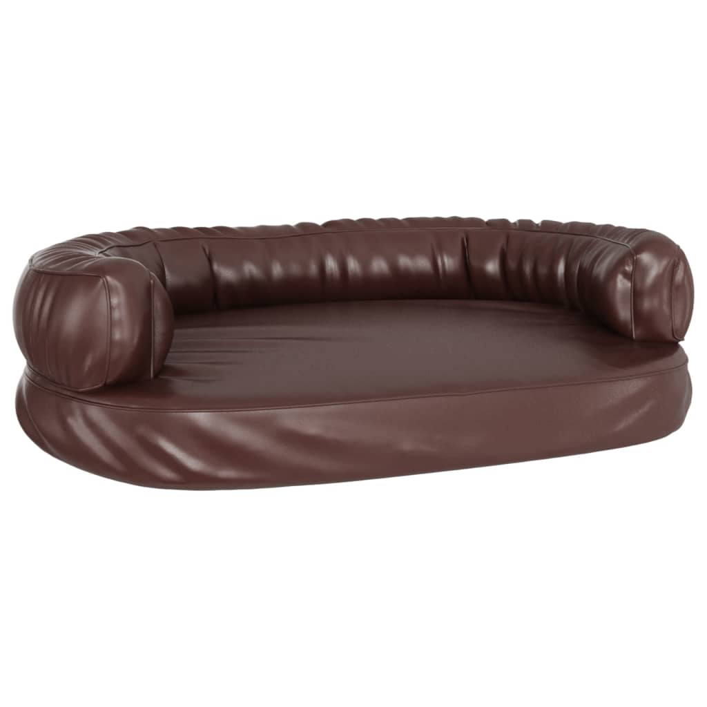 Vidaxl Hundekorb mit ergonomischem Schaum 75x53 cm künstliches Lederbraun