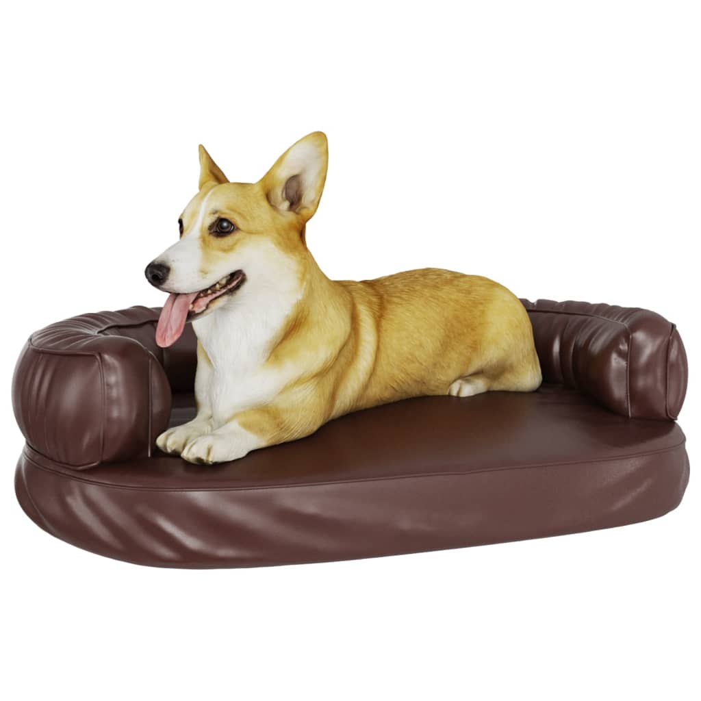 Vidaxl Hundekorb mit ergonomischem Schaum 75x53 cm künstliches Lederbraun