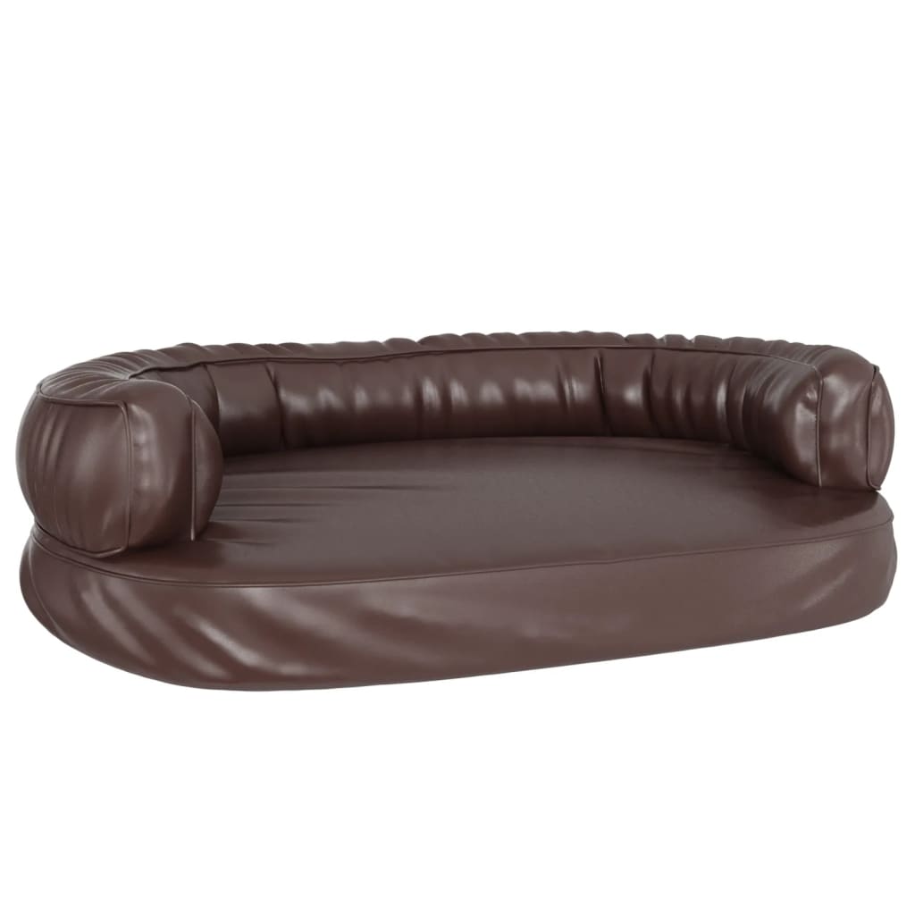 Vidaxl Hundkorb mit ergonomischem Schaum 88x65 cm künstliches Lederbraun