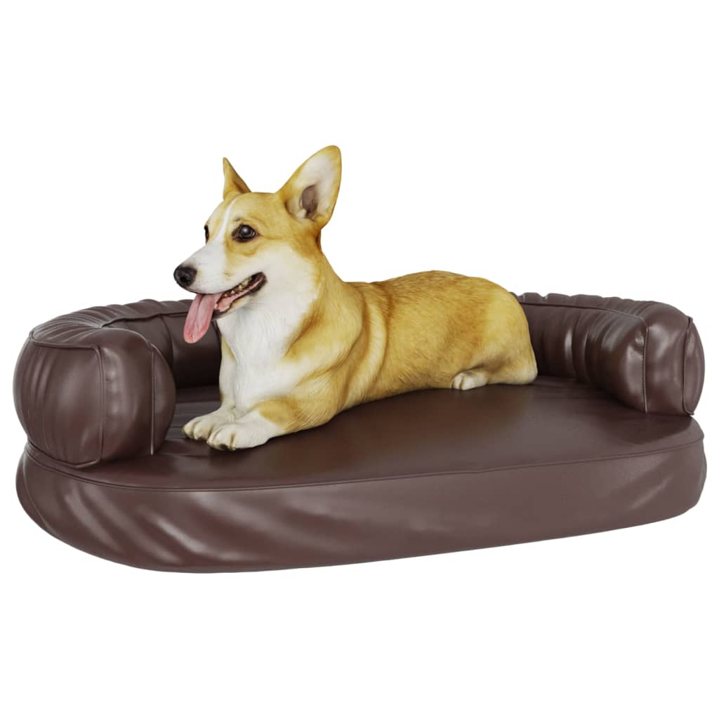 Vidaxl Hundkorb mit ergonomischem Schaum 88x65 cm künstliches Lederbraun