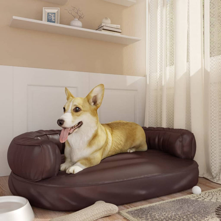 Vidaxl Hundkorb mit ergonomischem Schaum 88x65 cm künstliches Lederbraun