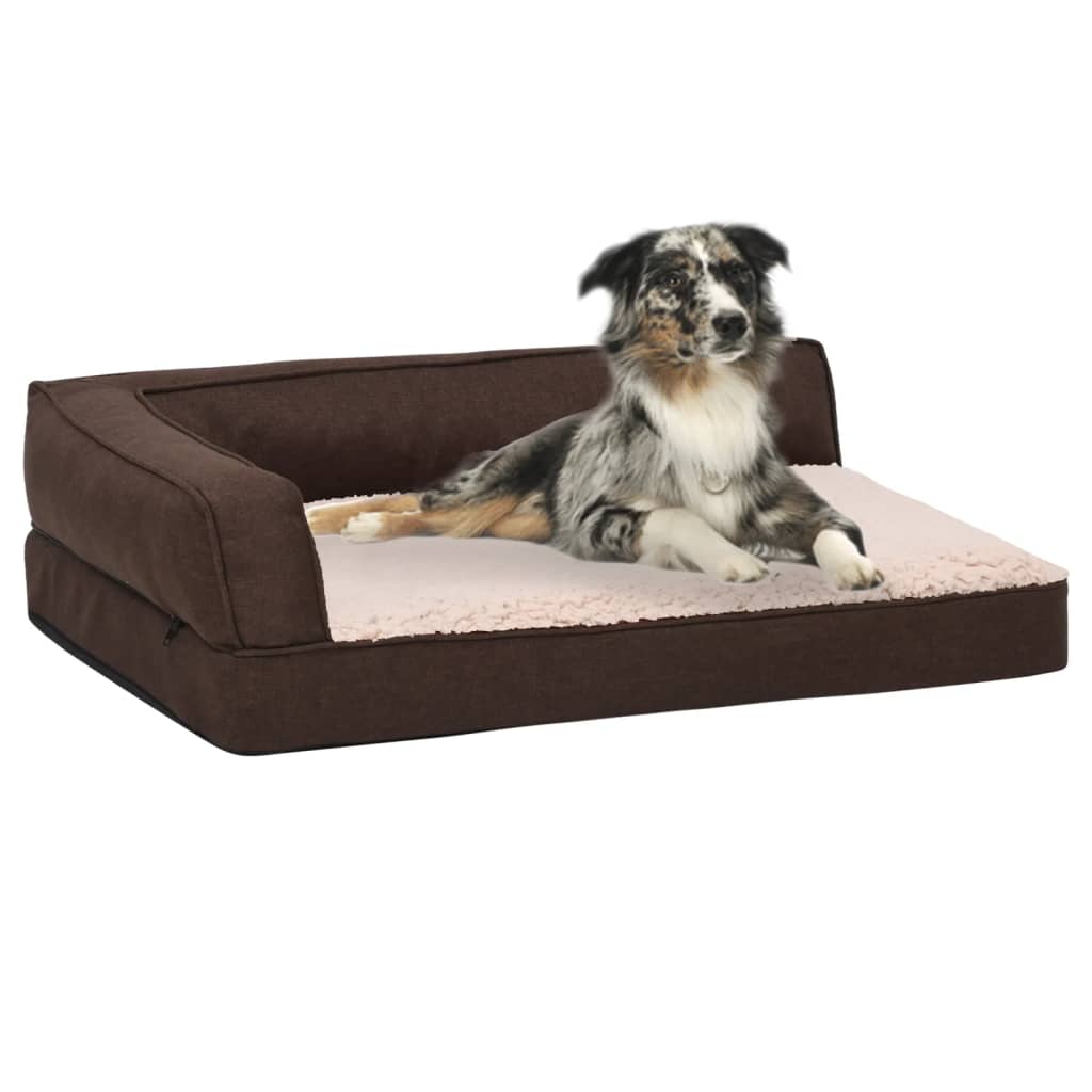 Vidaxl Hundebett Ergonomische Leinen-Look 75x53 cm Fleece Brown