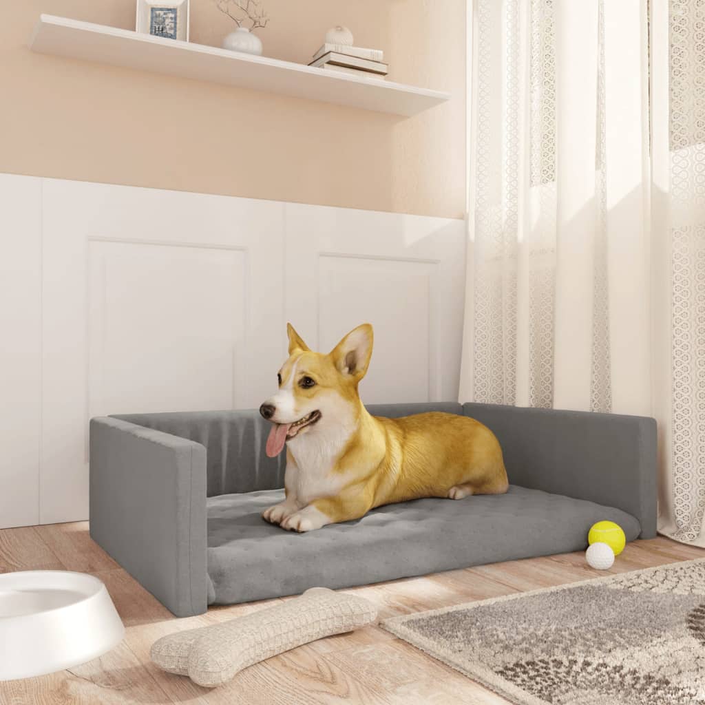 Vidaxl Car Dog Basket Leinen Look 110x70 cm hellgrau