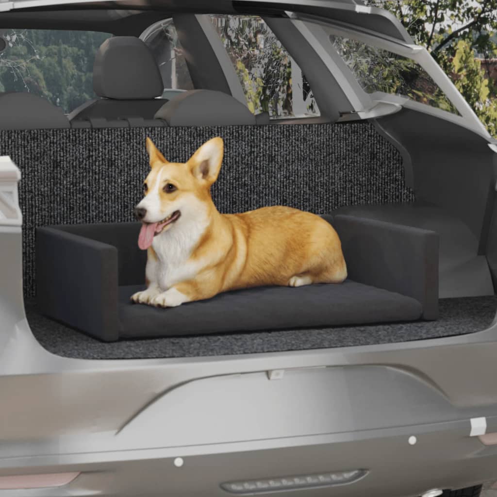 Vidaxl Car Dog Basket Leinen Look 70x45 cm schwarz