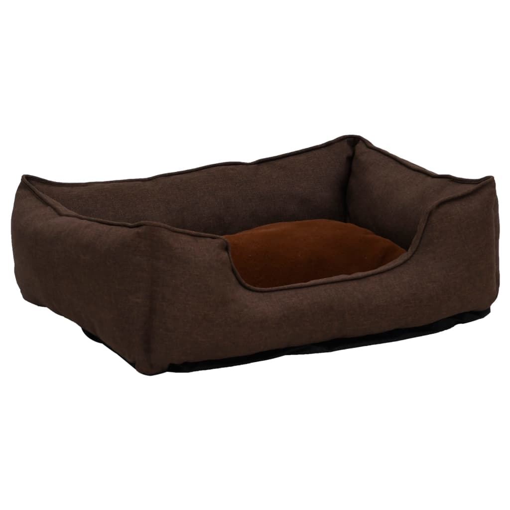 Vidaxl Hundekorb Leinen Look 85.5x70x23 cm Fleece Brown