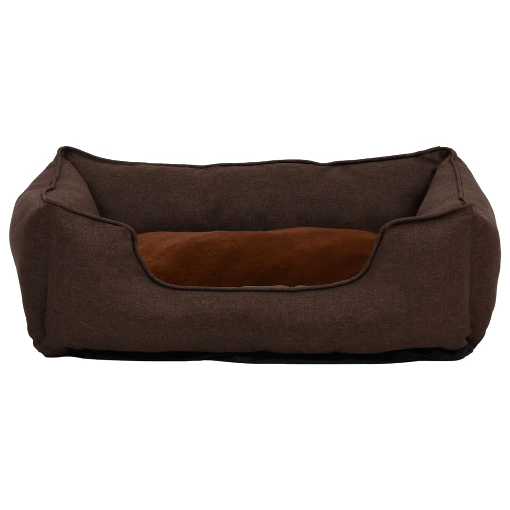 Vidaxl Hundekorb Leinen Look 85.5x70x23 cm Fleece Brown