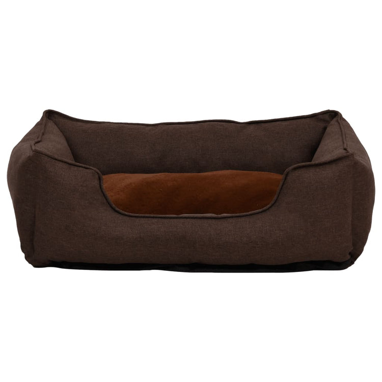 Vidaxl Hundekorb Leinen Look 85.5x70x23 cm Fleece Brown