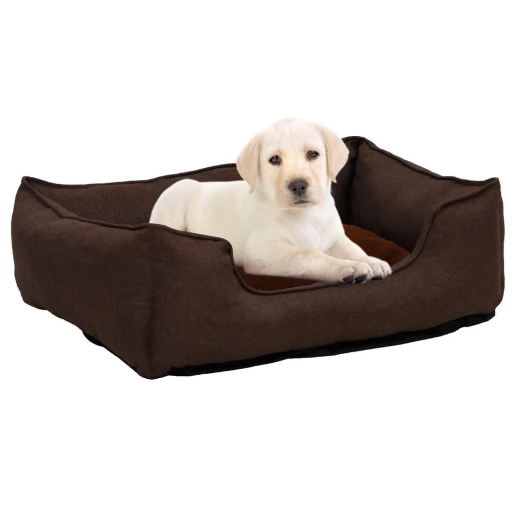 Vidaxl Hundekorb Leinen Look 85.5x70x23 cm Fleece Brown