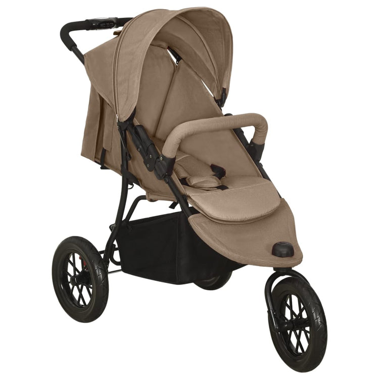 VIDAXL Kinderwagen Stahl taupe