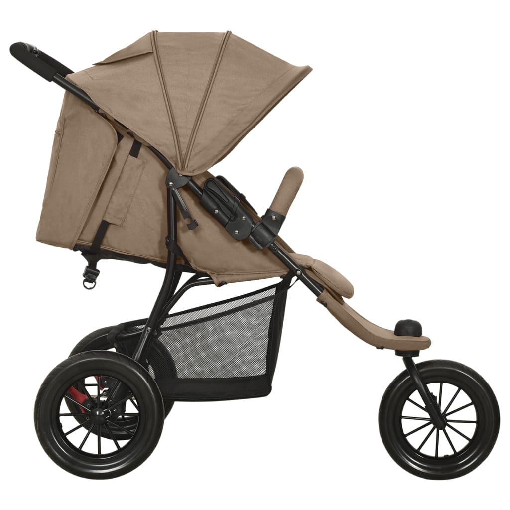 VIDAXL Kinderwagen Stahl taupe