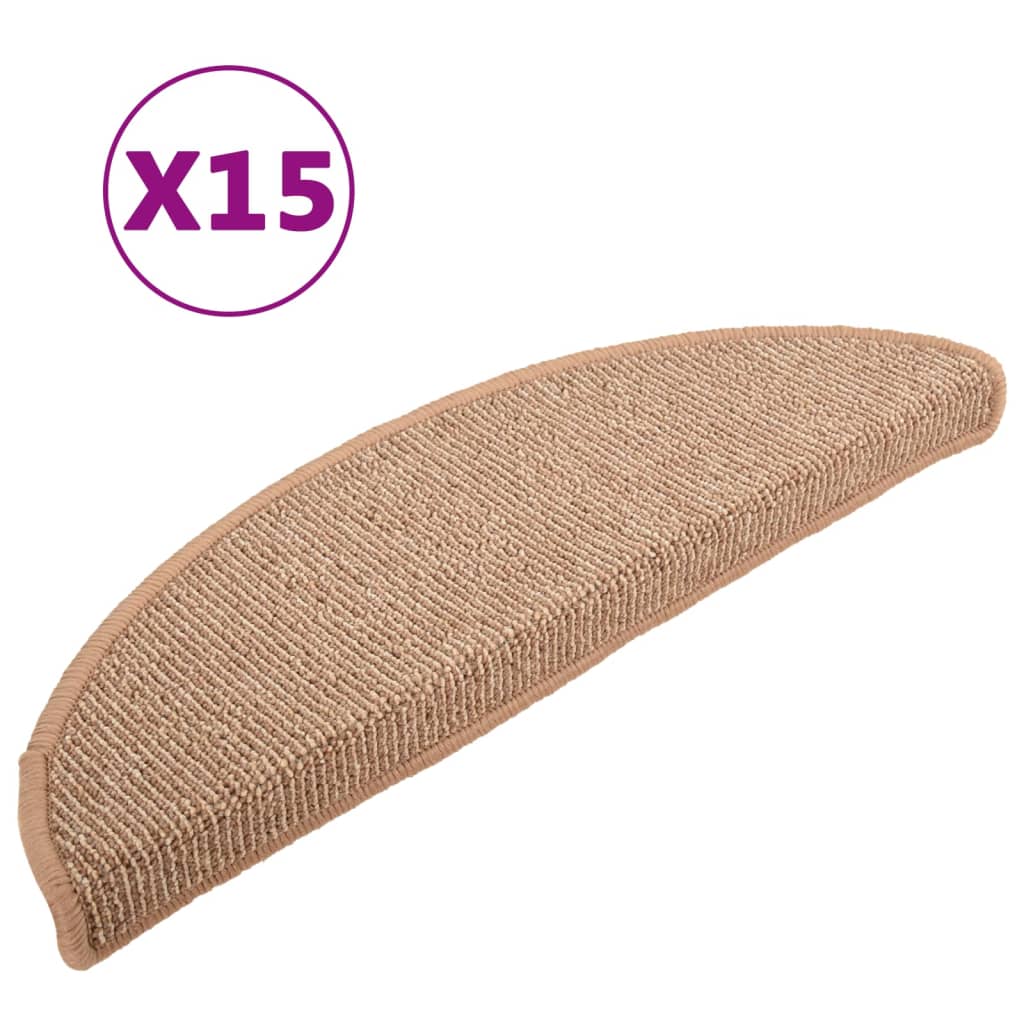 Vidaxl -Treppenmatten 15 ST 56x17x3 cm hellbraun