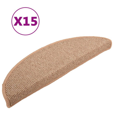 Vidaxl -Treppenmatten 15 ST 56x17x3 cm hellbraun