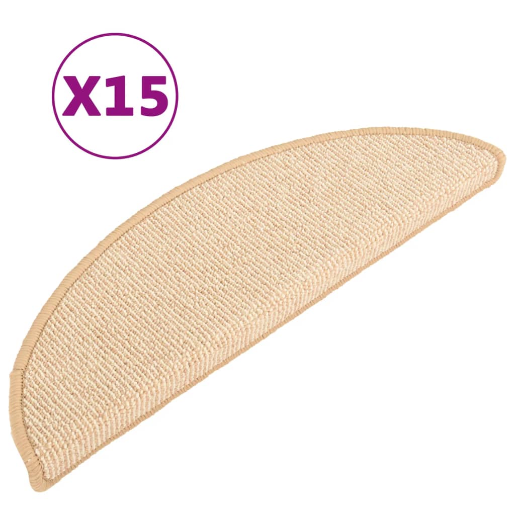 VIDAXL -Treppenmatten 15 ST 56x17x3 cm cremefarben -gepflegt