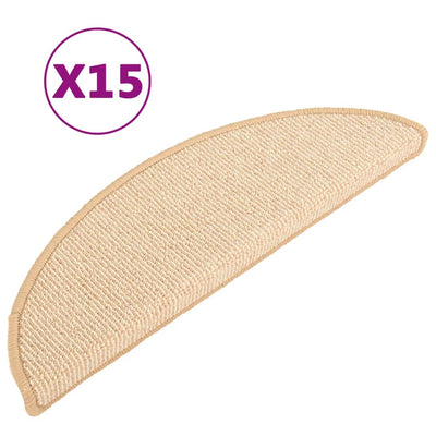 VIDAXL -Treppenmatten 15 ST 56x17x3 cm cremefarben -gepflegt