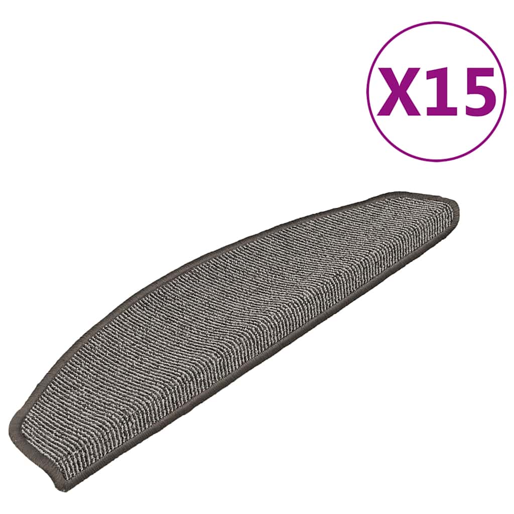 Vidaxl -Treppenmatten 15 ST 65x21x4 cm Grau