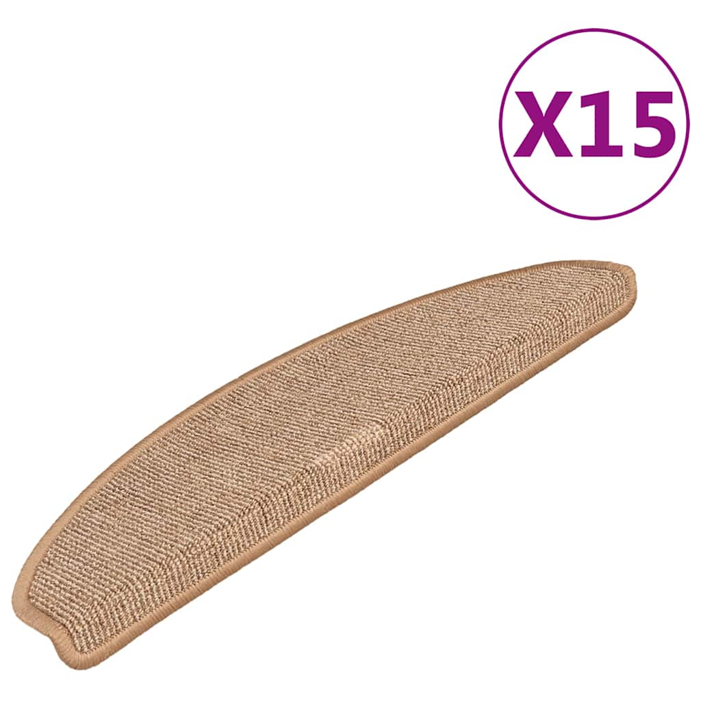 Vidaxl -Treppenmatten 15 ST 65x21x4 cm hellbraun