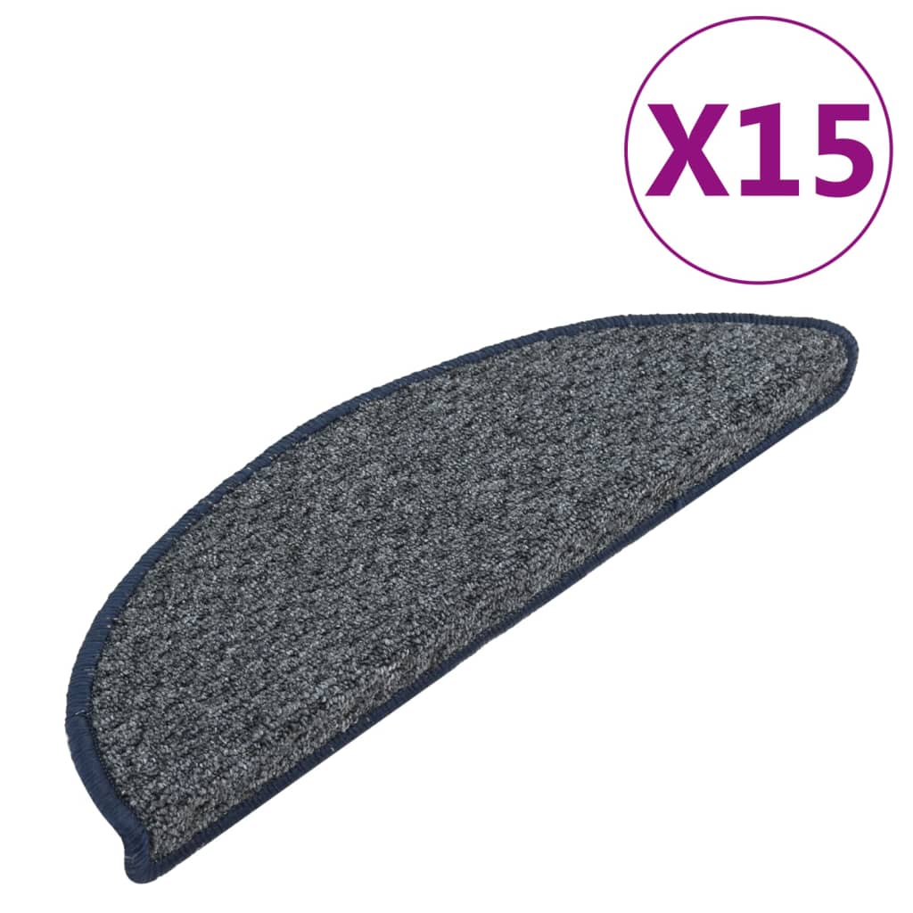 Vidaxl -Treppenmatten 15 ST 56x17x3 cm dunkelblau