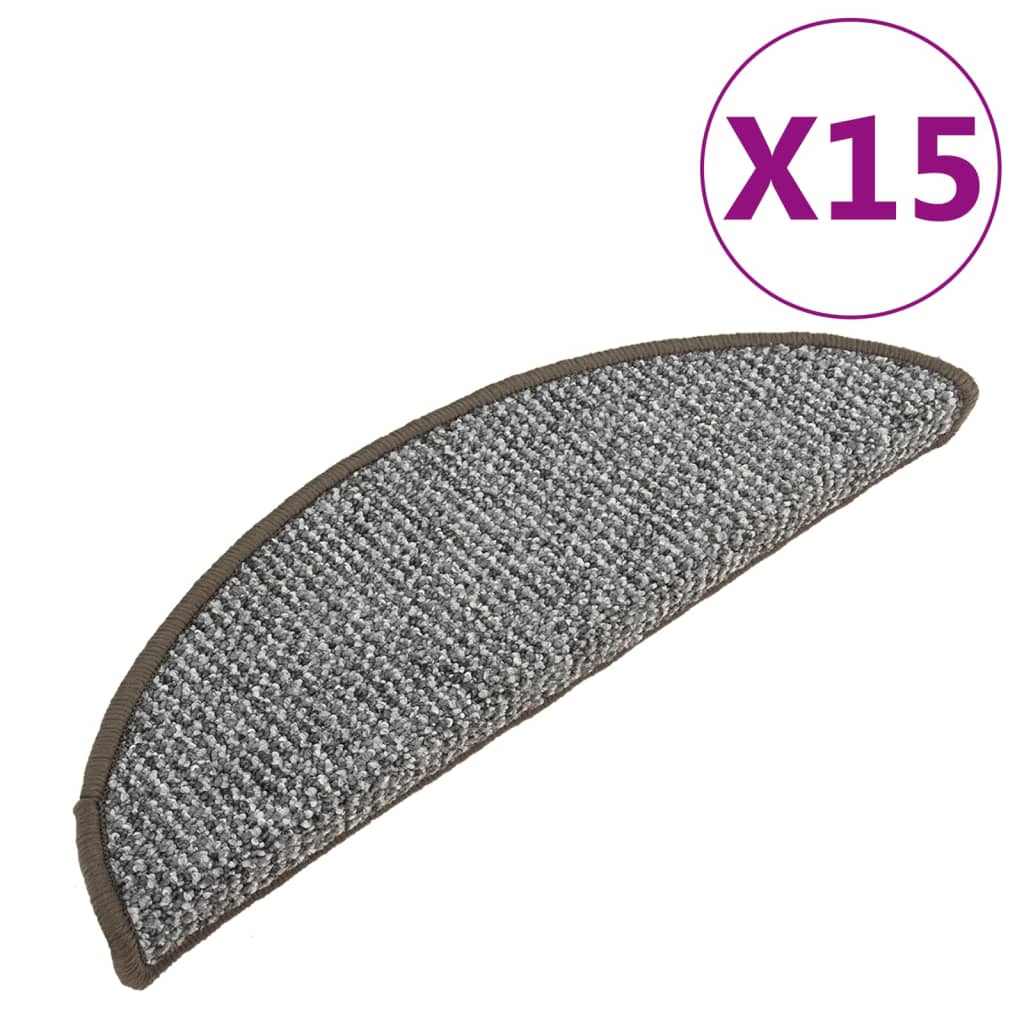 Vidaxl -Treppenmatten 15 ST 56x17x3 cm Grau