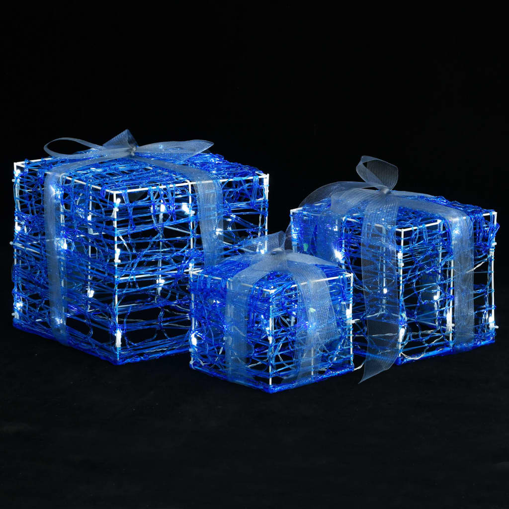 Vidaxl Weihnachtsbeleuchtung Geschenkboxen 3 St dekorative Acrylkalt weiß