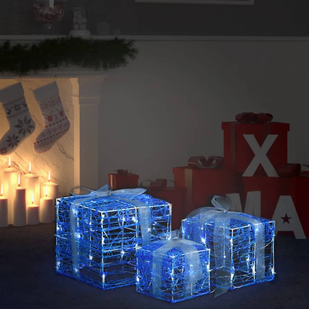 Vidaxl Weihnachtsbeleuchtung Geschenkboxen 3 St dekorative Acrylkalt weiß