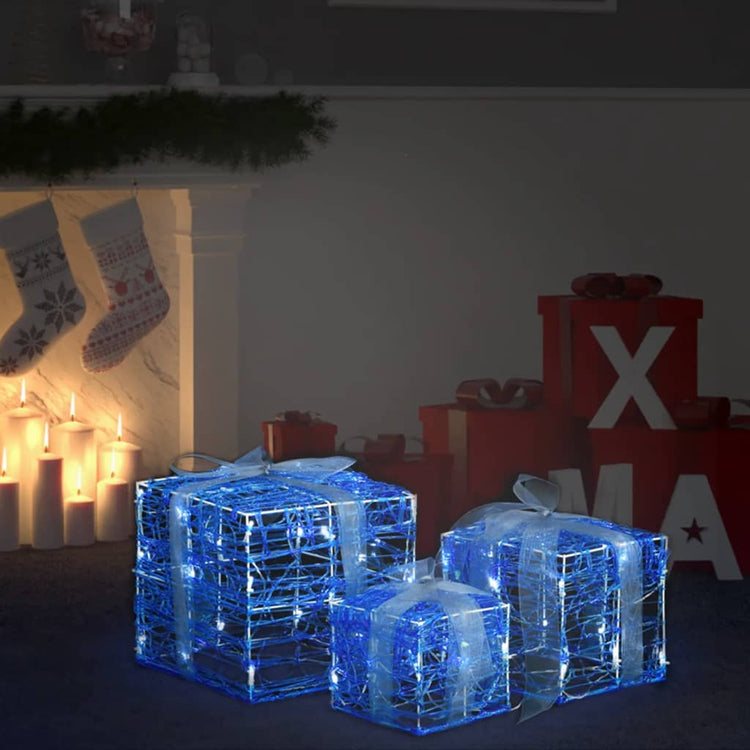 Vidaxl Weihnachtsbeleuchtung Geschenkboxen 3 St dekorative Acrylkalt weiß