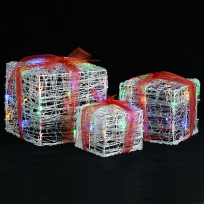 Vidaxl Weihnachtsbeleuchtung Geschenkboxen 3 St dekoratives Acryl farbenfroh