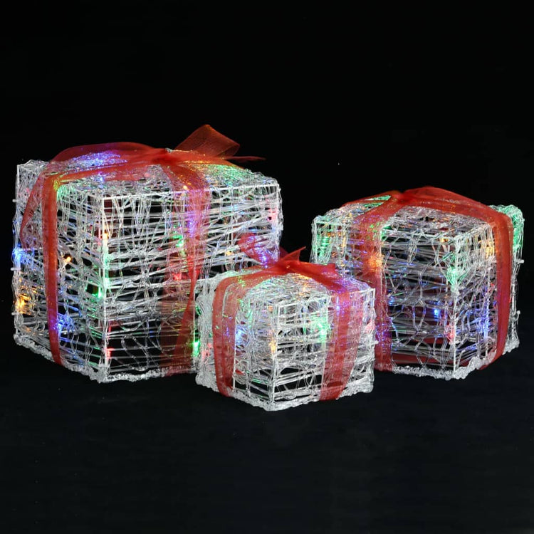 Vidaxl Weihnachtsbeleuchtung Geschenkboxen 3 St dekoratives Acryl farbenfroh