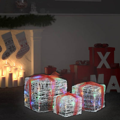 Vidaxl Weihnachtsbeleuchtung Geschenkboxen 3 St dekoratives Acryl farbenfroh