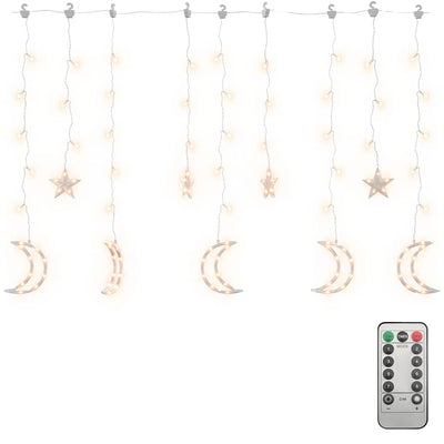 Vidaxl leichte Girlandstern und Mond Fernbedienung 138 LEDs warm Weiß