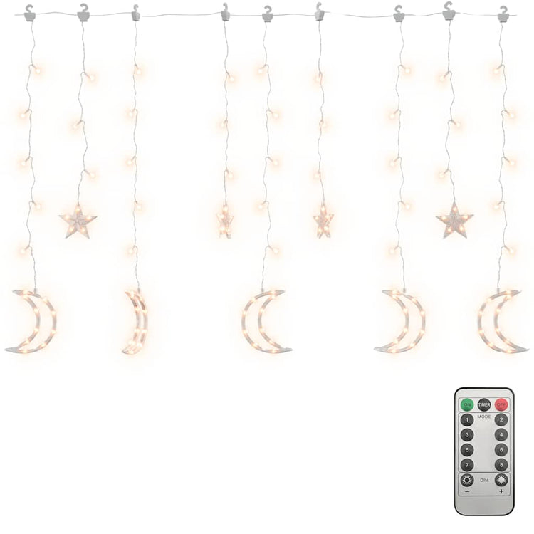 Vidaxl leichte Girlandstern und Mond Fernbedienung 138 LEDs warm Weiß