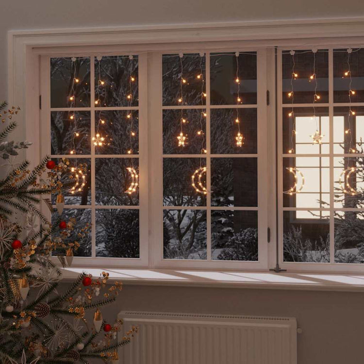 Vidaxl leichte Girlandstern und Mond Fernbedienung 138 LEDs warm Weiß