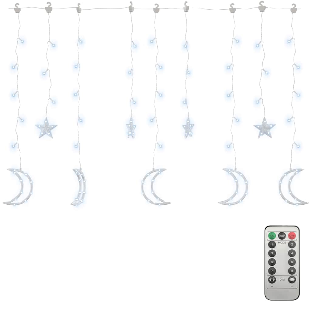 Vidaxl leichte Girlandstern und Mond Fernbedienung 138 LEDs Kalt weiß