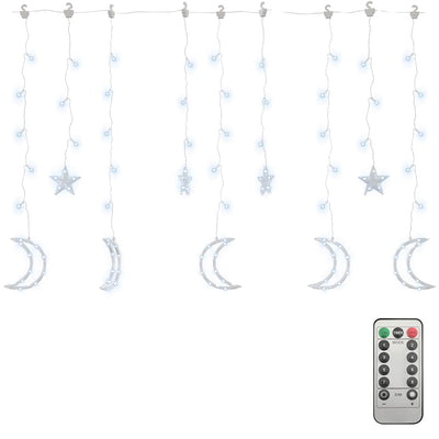 Vidaxl leichte Girlandstern und Mond Fernbedienung 138 LEDs Kalt weiß