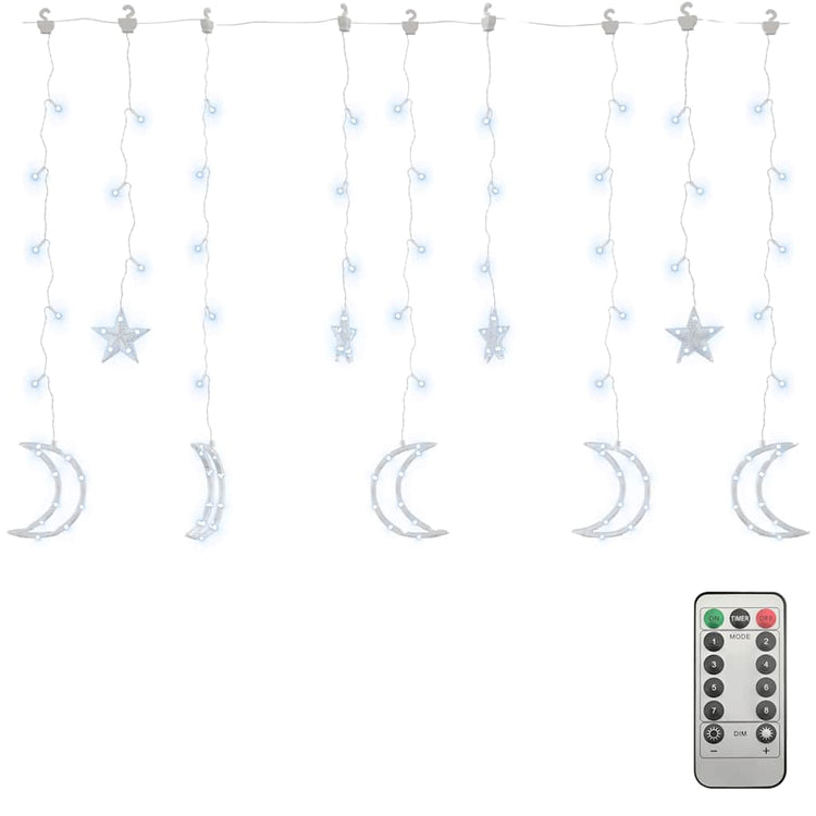 Vidaxl leichte Girlandstern und Mond Fernbedienung 138 LEDs Kalt weiß