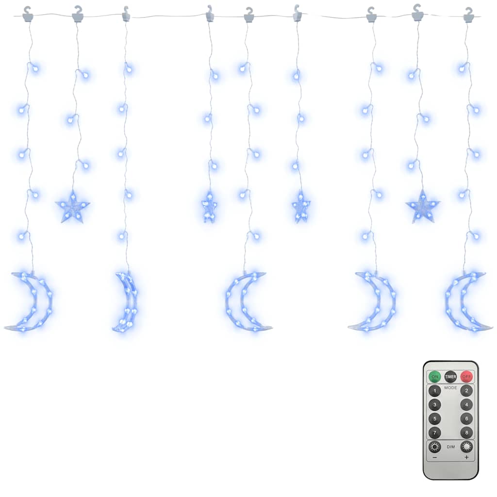 Vidaxl Light Girland Star und Mond Fernbedienung 138 LEDs Blau