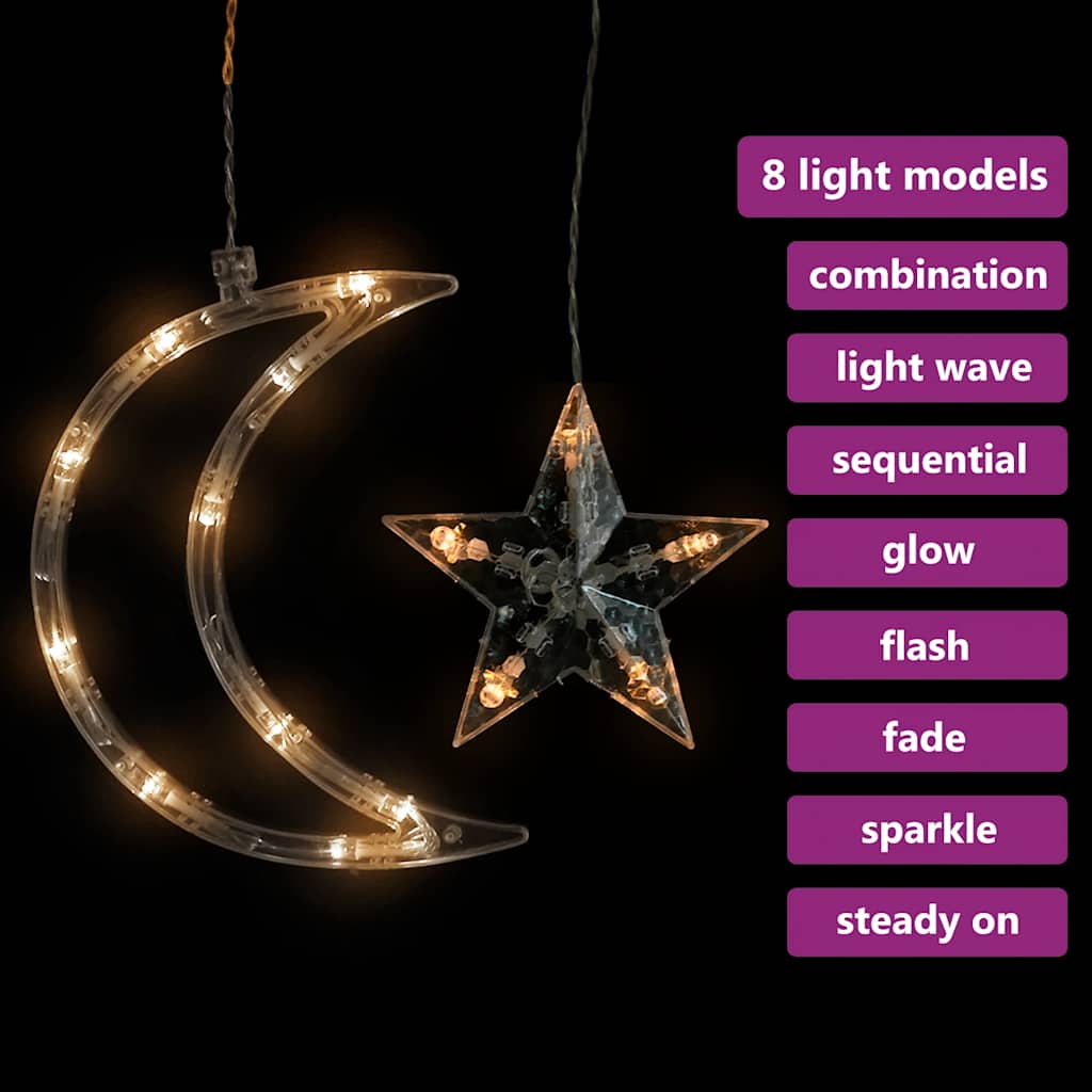 Vidaxl leichte Girlandstern und Mond Fernbedienung 345 LEDs warm weiß