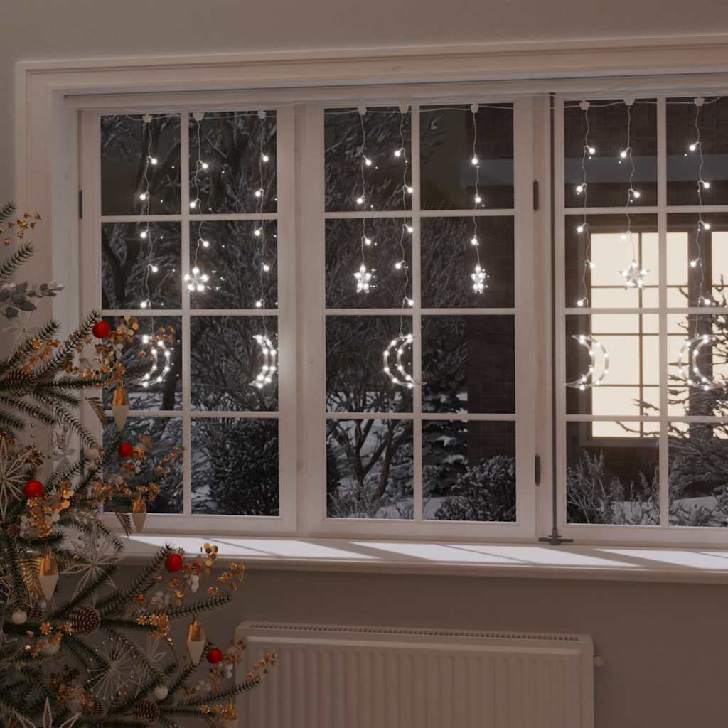 Vidaxl leichte Girlandstern und Mond Fernbedienung 345 LEDs Kalt weiß