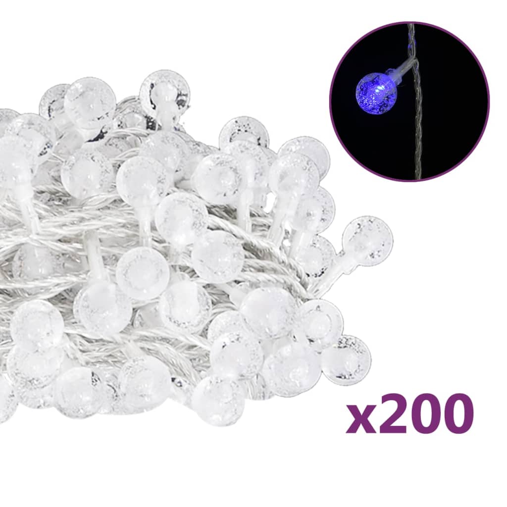 Vidaxl -Lichtkabel mit 200 LEDs 8 Funktionen blau 20 m