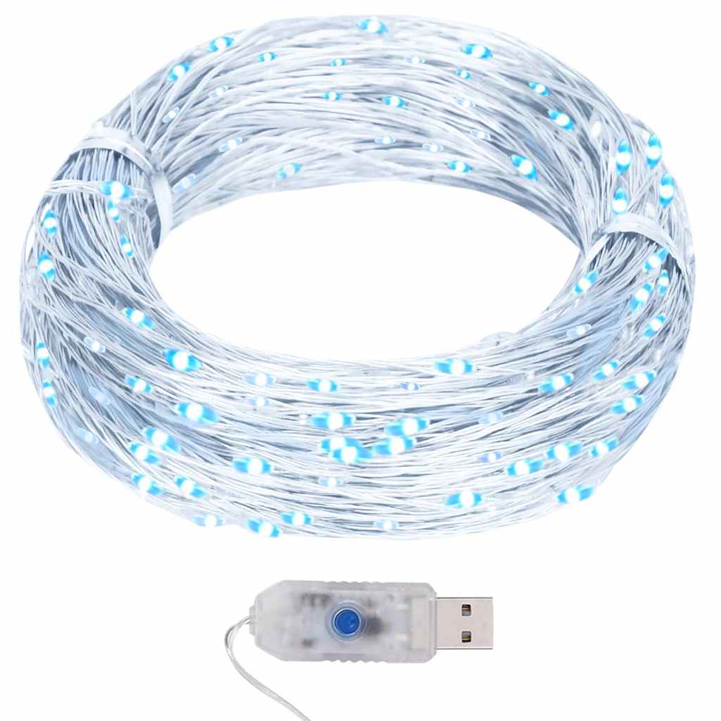 Vidaxl -Lichtkabel mit 400 mikroledem kaltem weißen 8 -Funktionen 40 m
