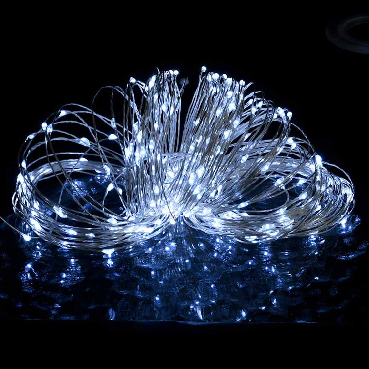 Vidaxl -Lichtkabel mit 400 mikroledem kaltem weißen 8 -Funktionen 40 m
