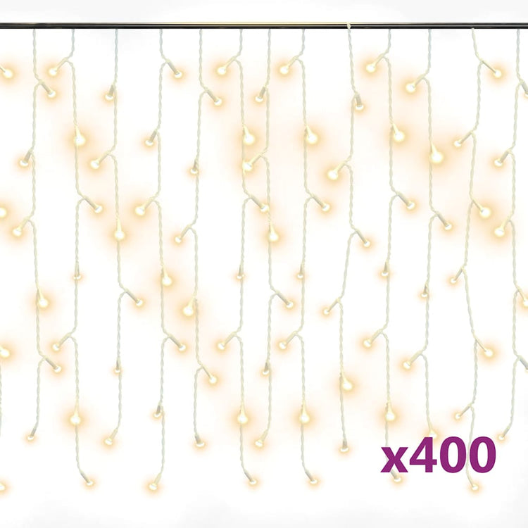 Vidaxl leichter Vorhang mit 400 LEDs und 8 Funktionen 10 m warmes Weiß